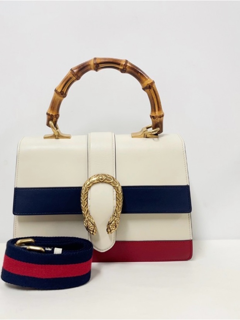 Gucci Dionysus with Bamboo-Handle Top Handle with adjustable guitar strap